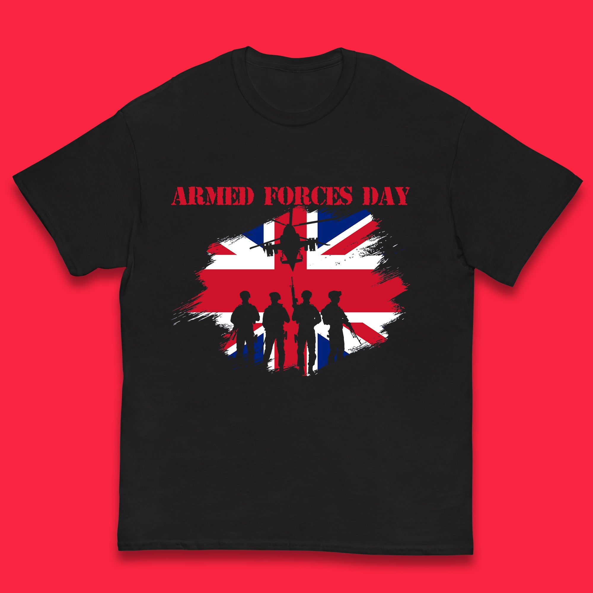 

Armed Forces Day Great Britain Flag Anzac Day Lest We Forget British Veteran Day Kids T Shirt 150