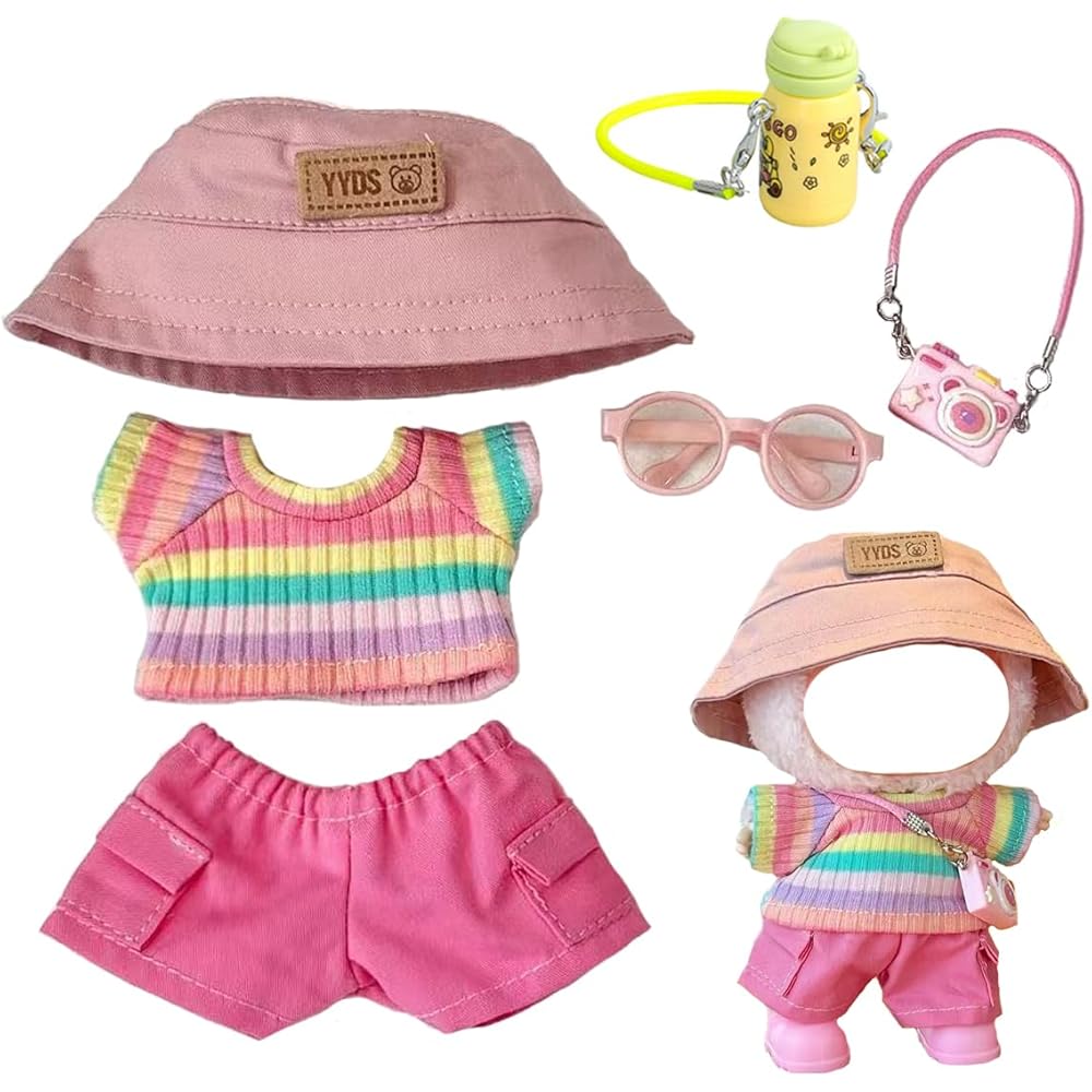 

FTADI Fashion Knit Sweater Set for 15-17cm Dolls with Camera and Water Bottle Accessories Light Blue
