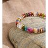 Yhpup Stone Beads Bracelet Bangle for Women Stainless Steel Colorful Natural Agate Handmade Elastic Fashion Manual Jewelry Gift