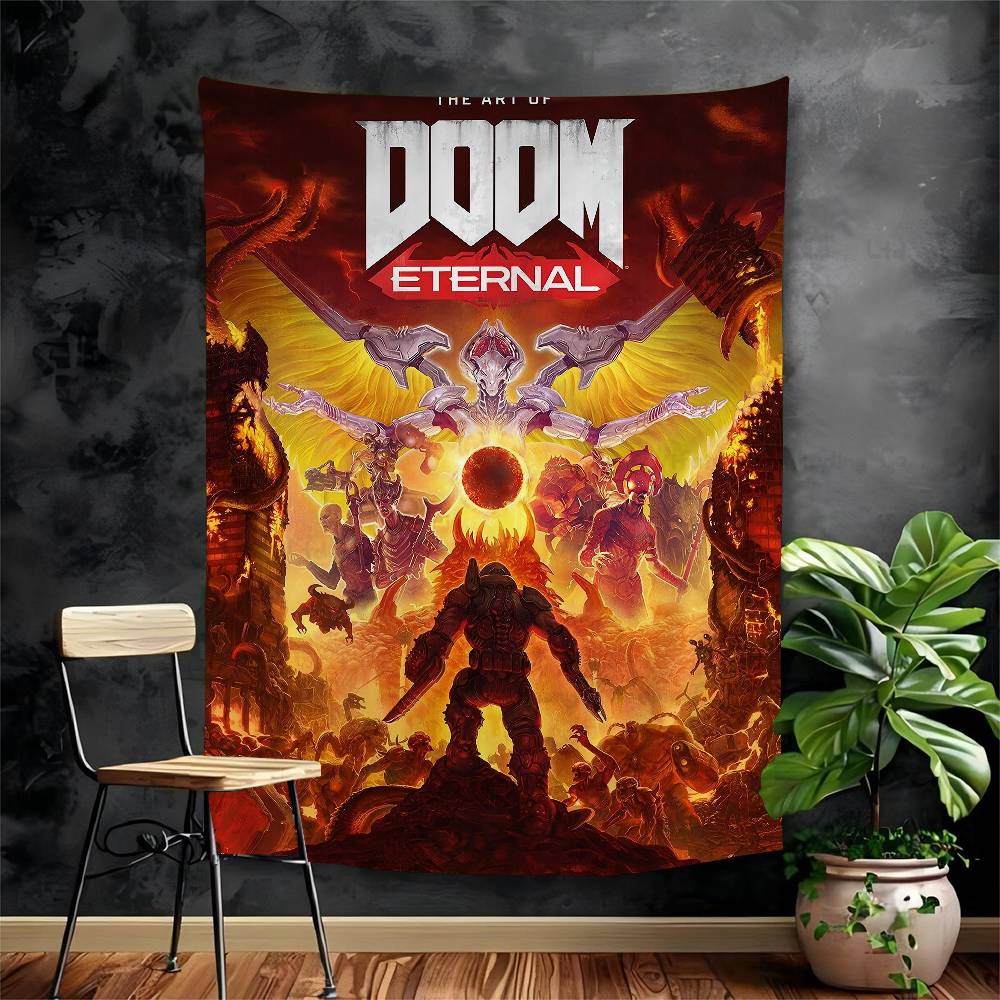 

Game ADOOMEternal Cartoon Tapestry For Living Room Home Dorm Decor INS Home Decor 74x94cm(29x37in)