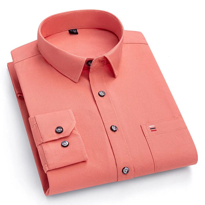 Camicie da uomo 100% Cotone Puro Manica Lunga Tinta Unita Morbide Vestibilità Regolare Camicia Elegante Blusa Sociale Abbigliamento Maschile 6XL 7XL