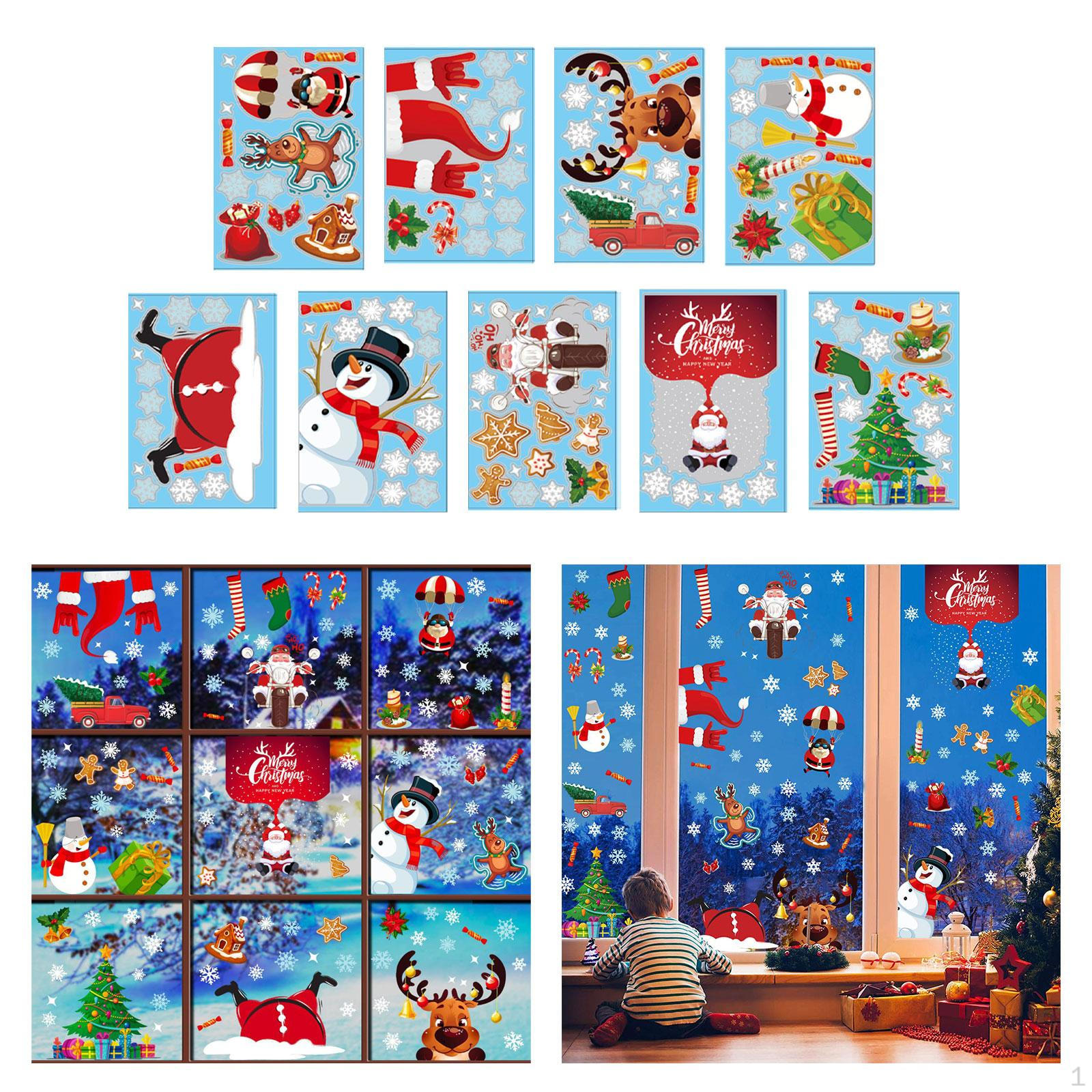 

9Pcs Christmas Window Clings Xmas Stickers DIY Ornament Decoration Snowflakes Decal