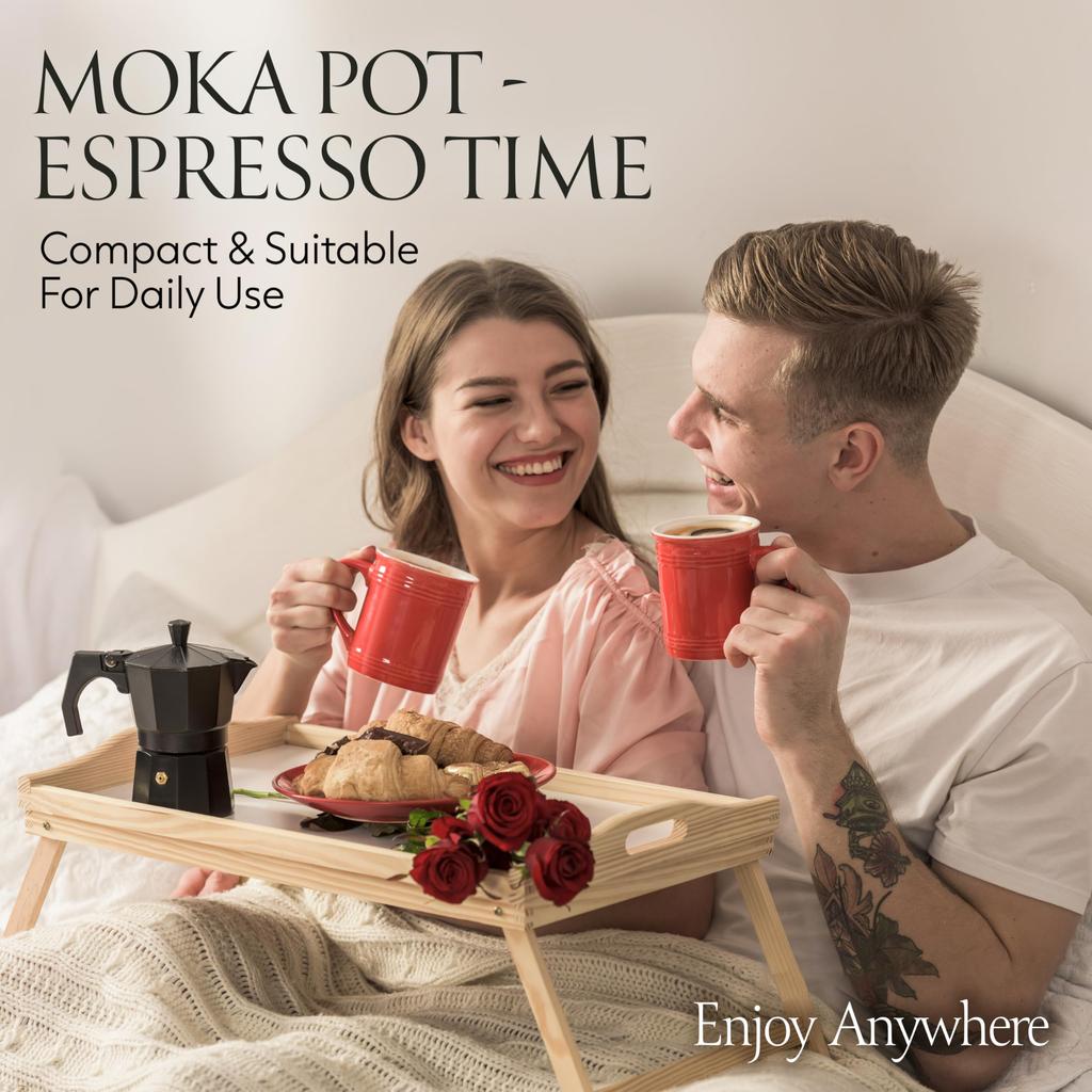 Person Aluminum Moka Pot,3Cups,150ml Stovetop Coffee Maker,Leak-Proof,Heat Resistant Handle,Italian Espresso Coffee Machine