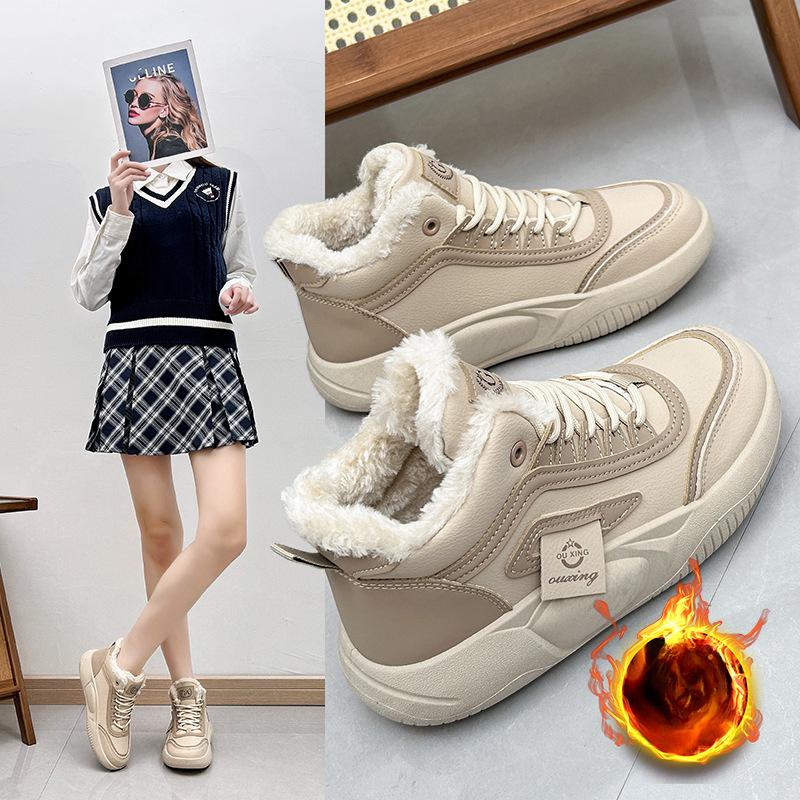 

Бархатные высокие туфли, женская зимняя новая универсальная хлопковая обувь, зимние сапоги, повседневные лоферы на толстой подошве