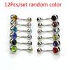 12x316L Crystal Rhinestone Summer Bikini Fashion Belly Button Jewelry Navel Bar Ring Body Piercing