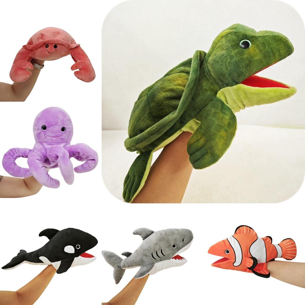 New Ocean Animal Plush Puppet Toy For Toddlers Interactive Shark And Turtle Hand Puppets Perfect Gift For Children Characters)