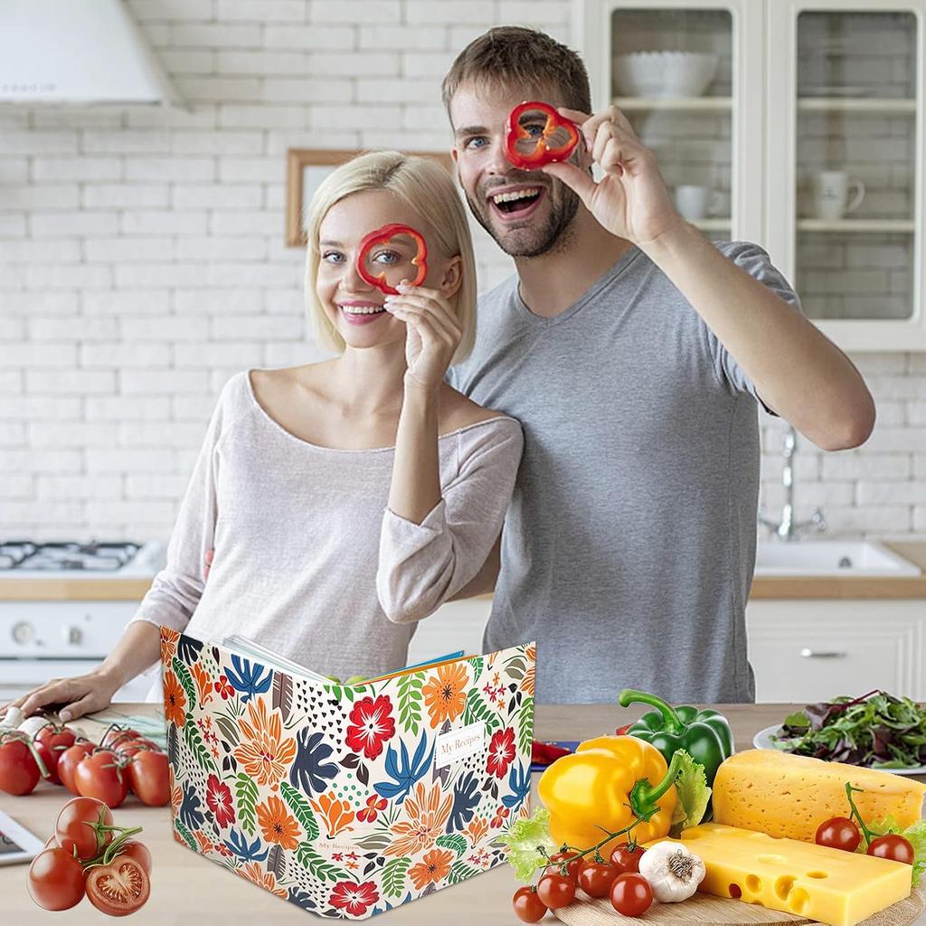 Recipe Binder 8.5" X 11" 3 Ring Full Page-Make Your Own Cookbook Binder with Plastic Page Protectors, Color Printing Paper and Full Page Dividers for