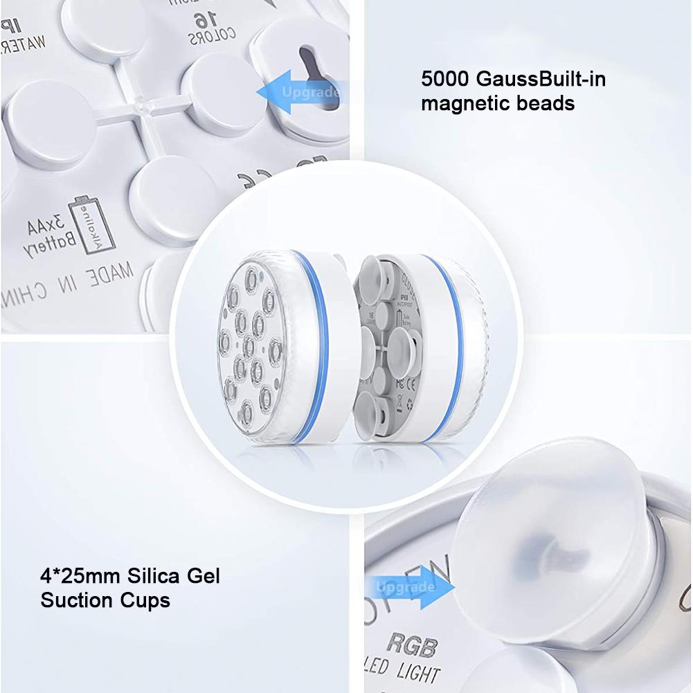 Unterwasserleuchten mit Fernbedienung 13LED Schwimmbadleuchte IP68 Wasserdicht Helle Tauchlampe für Teich/Pool/Aquarium