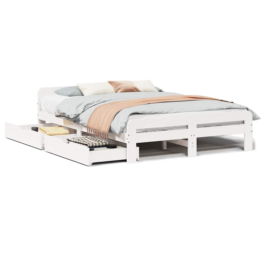 Solid Wood Bed without Mattress White 140 x 190 cm Pine Wood