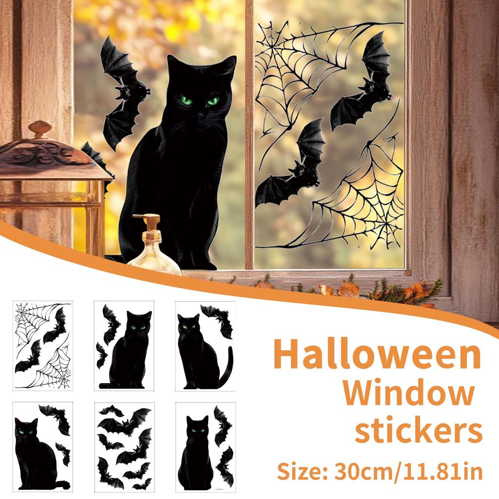 Halloween Decorative Window Stickers Bats Holiday Party Living Room Wall Decoration Stickers Pvc Self Adhesive