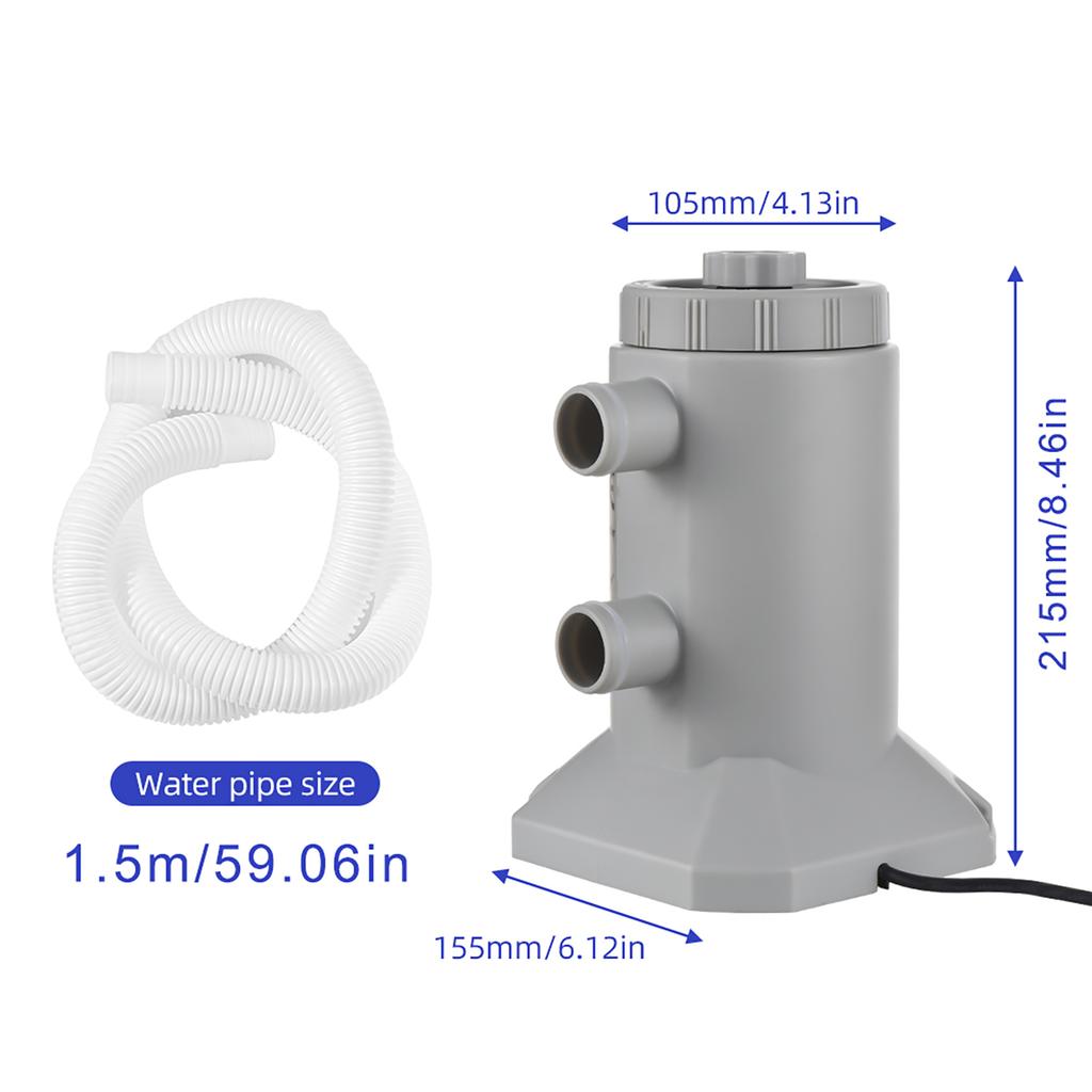Pompa con Filtro a Cartuccia per Piscine Fuori Terra 55W 250LCelsiusH Portata Basso Rumore Circolazione e Filtrazione Migliorate Pompa Filtro Acqua con Cartuccia