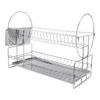 2 Tier Dish Drying Rack Stainless Steel Double Layers Dish Drainer with Cutlery Holder for Kitchen Storage