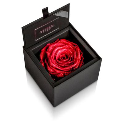 AMOROSA Fleurs Stabilisées dans une Boîte Diamant Rose 85, Roses Rouge Vif, Cadeau pour Anniversaires, Mariages, Anniversaires, Demandes en Mariage, Fleurs Séchées, AM85FS-30