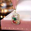 Female Crystal Rainbow Zircon Stone Pendant Necklace Vintage Gold Color Wedding  For Women