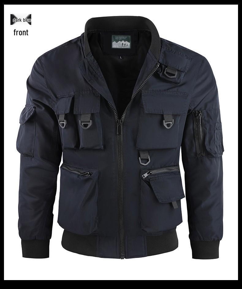 Pánská přeshraniční bomber bunda - Funkční baseballový kabát s více kapsami a větruodolná bunda