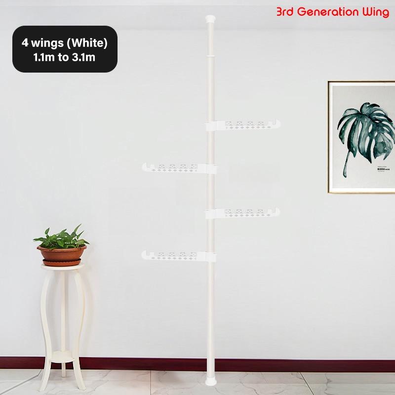 Adjustable Clothes Drying Hanger Rack with Floor To Ceiling Tension Pole High Capacity Laundry Pole Hanger