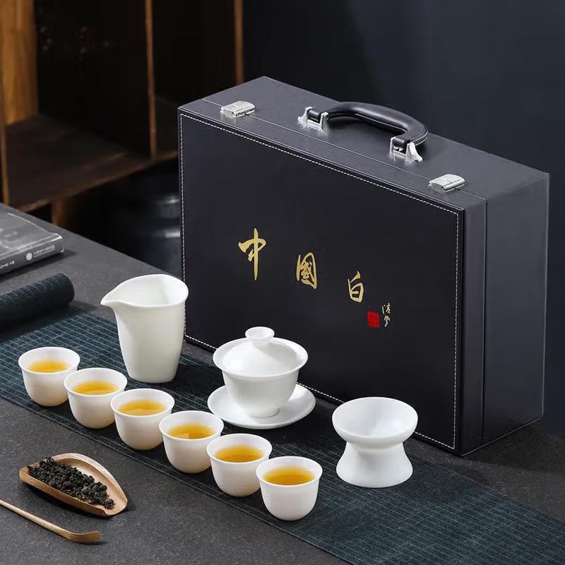 Mutton-Fat Jade Porcelain Kung Fu Tea Set