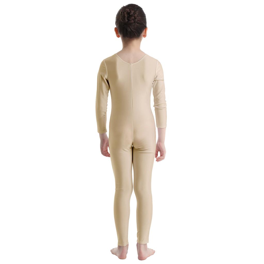 Girls Long Sleeve Zippered Ballet Dance Gymnastics Jumpsuit Unitard Dancewear Practice Outfit