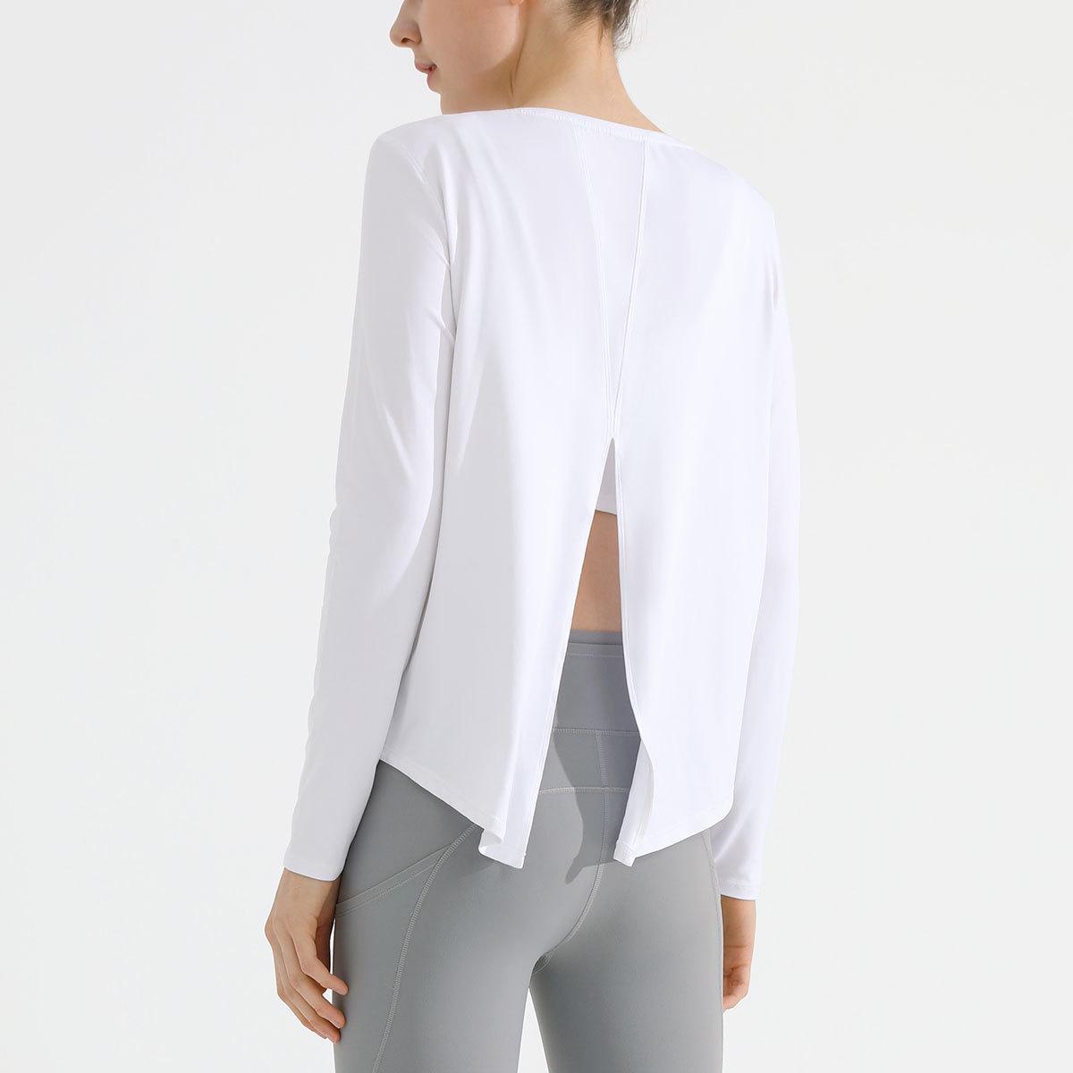 

Женский быстросохнущий спортивный топ для йоги с разрезом на спине и длинными рукавами L