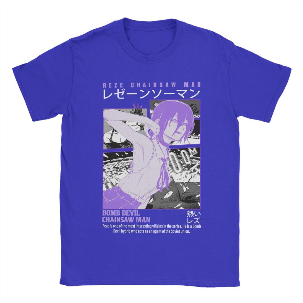 Cool Pánská trička s filmovým Démonem motorové pily Reze s kulatým výstřihem z čisté bavlny s krátkým rukávem, unikátní topy
