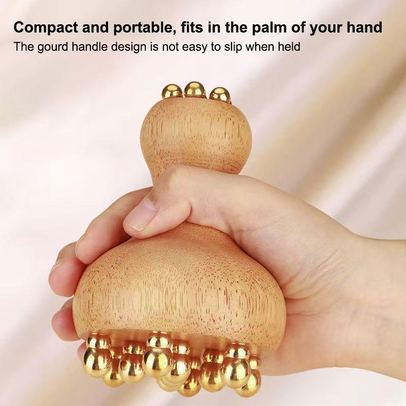Handheld Brass And Wood Therapy Tools Mushroom Lymphatic Drainage Massager Trigger Point Massage Tool For Deep Tissue Body Shape