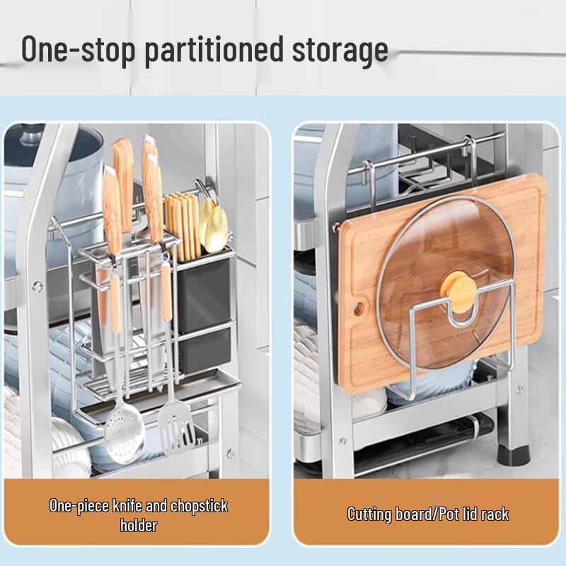 Modern 3-Tier Aluminum Dish Drying & Storage Rack