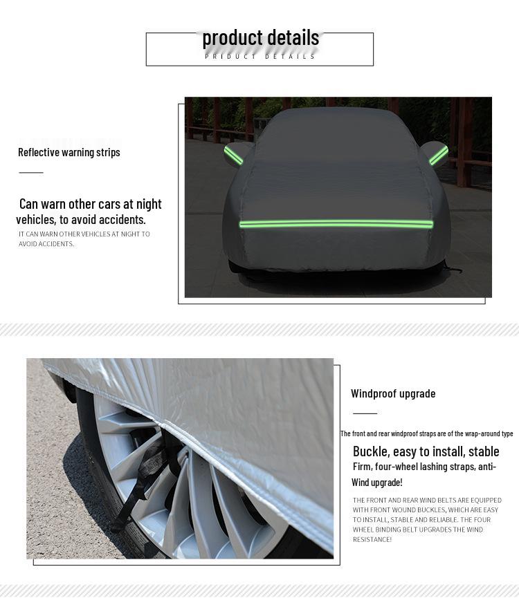 All-Season Car Sunshade Cover with Reflective Strips and Thickened Oxford Cloth