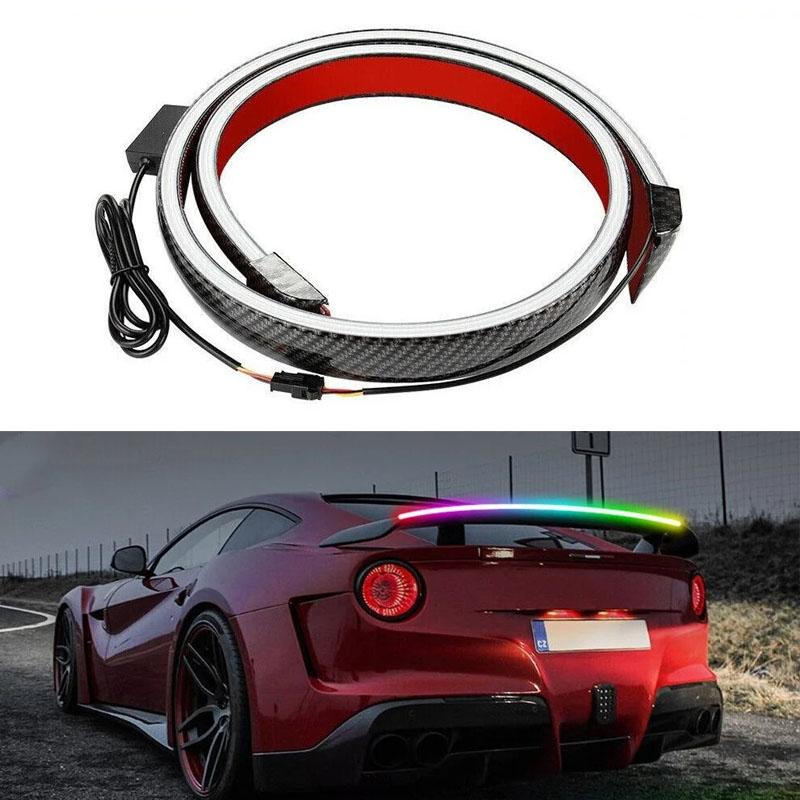 120CM Car Trunk Tail Brake Lights 12V Universal Multicolour Flow Strips Brake Turn Signal Lamps Additional Stop Lamp Accessories