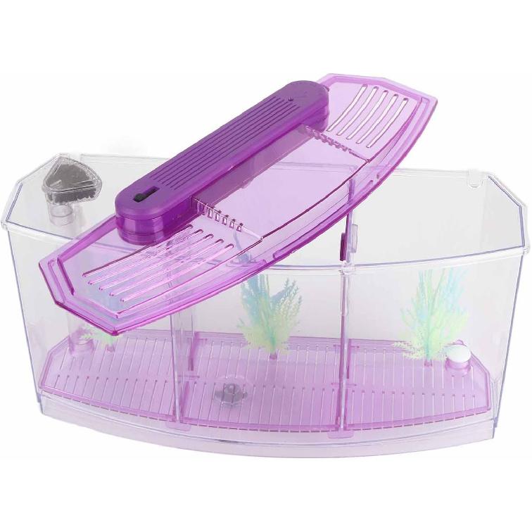 LIZEALUCKY Betta Fish Tank, Adjustable LED Light Acrylic Aquarium with Water Change Valve, Small Fish Tank Starter Kit for Office Home Room Decor