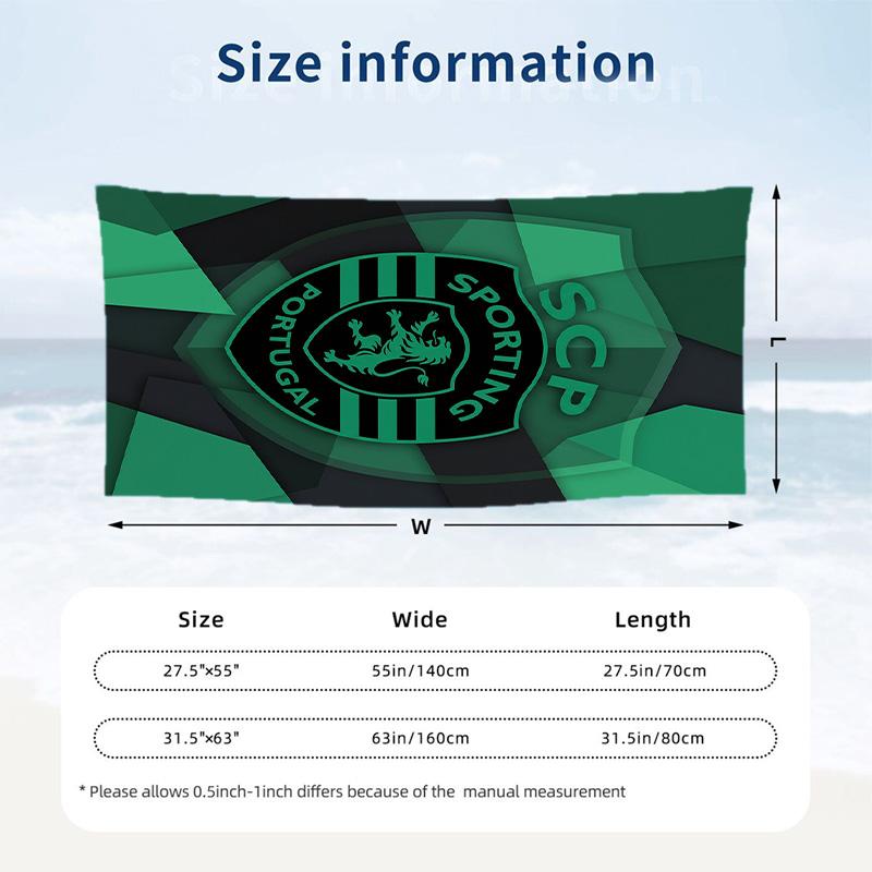 Asciugamano da Spiaggia Sporting CP FC Stampa Asciugatura Rapida Microfibra Assorbente Portatile da Viaggio Asciugamano da Nuoto