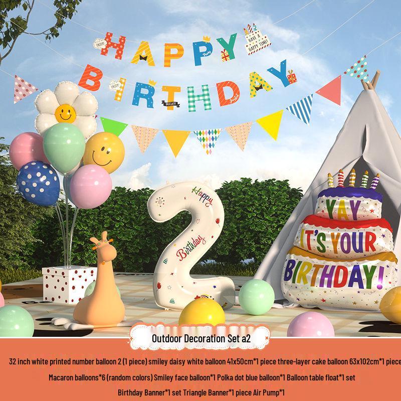 Xiaohongshu První narozeninová kempingová párty Balónky a banner pro děti