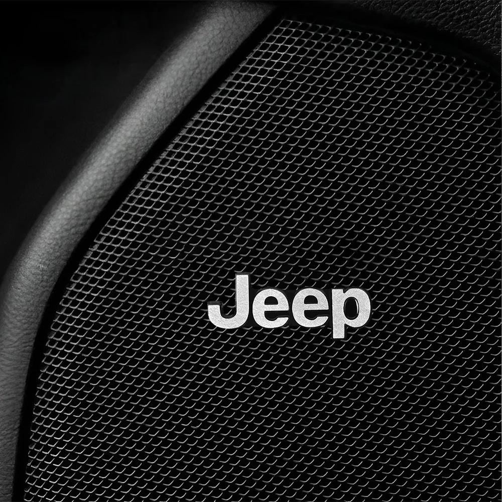 Self-Adhesive 4PCS 3D Aluminum Car Speaker Logo Stickers for Jeep Wrangler Grand Cherokee Compass Auto Interior Decor Accessorie