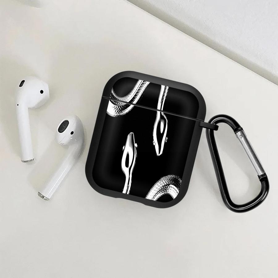 Black Gold Snake Case For Airpods 2 1 3 Pro3 Pro 4 Pro2 Earphone Cases Cover