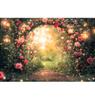 Fundo Romântico de Arco de Flores para o Dia dos Namorados, Decoração com Lanternas para Casamento, Noivado, Estúdio de Fotografia