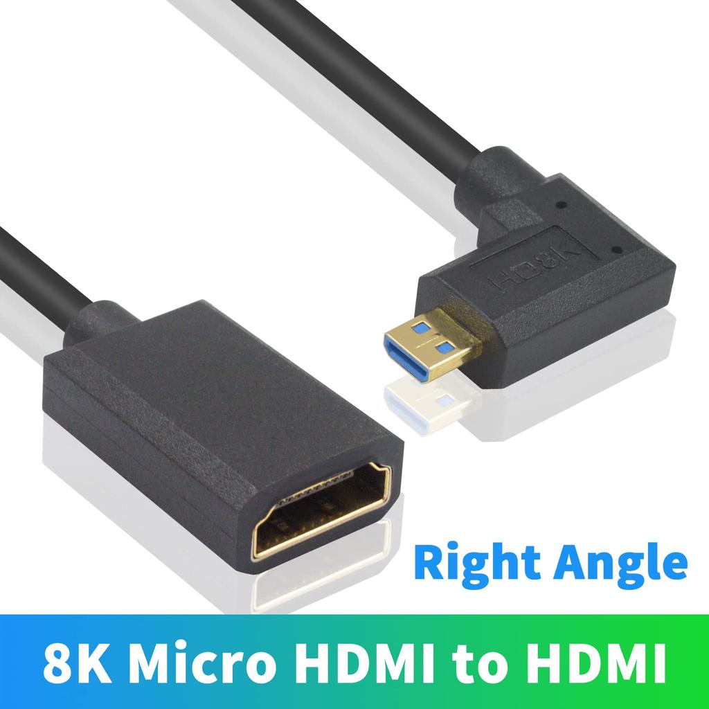 Duttek 8K 60Hz HDMI To Micro HDMI Converter HDMI Female To Micro HDMI Male Extension Cable with 48Gbps Transfer Speed for GoPro and Digital Cameras