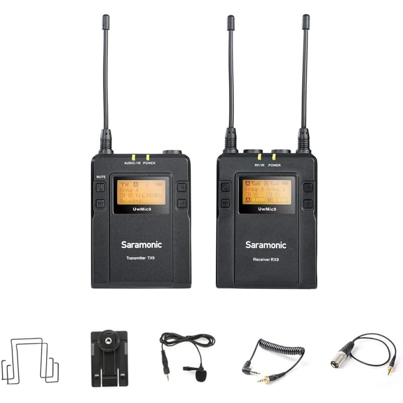 

Salamonic UwMIC9 96-channel digital UHF wireless lavalier microphone system with RX9 portable receiver and TX9 bodypack transmitter