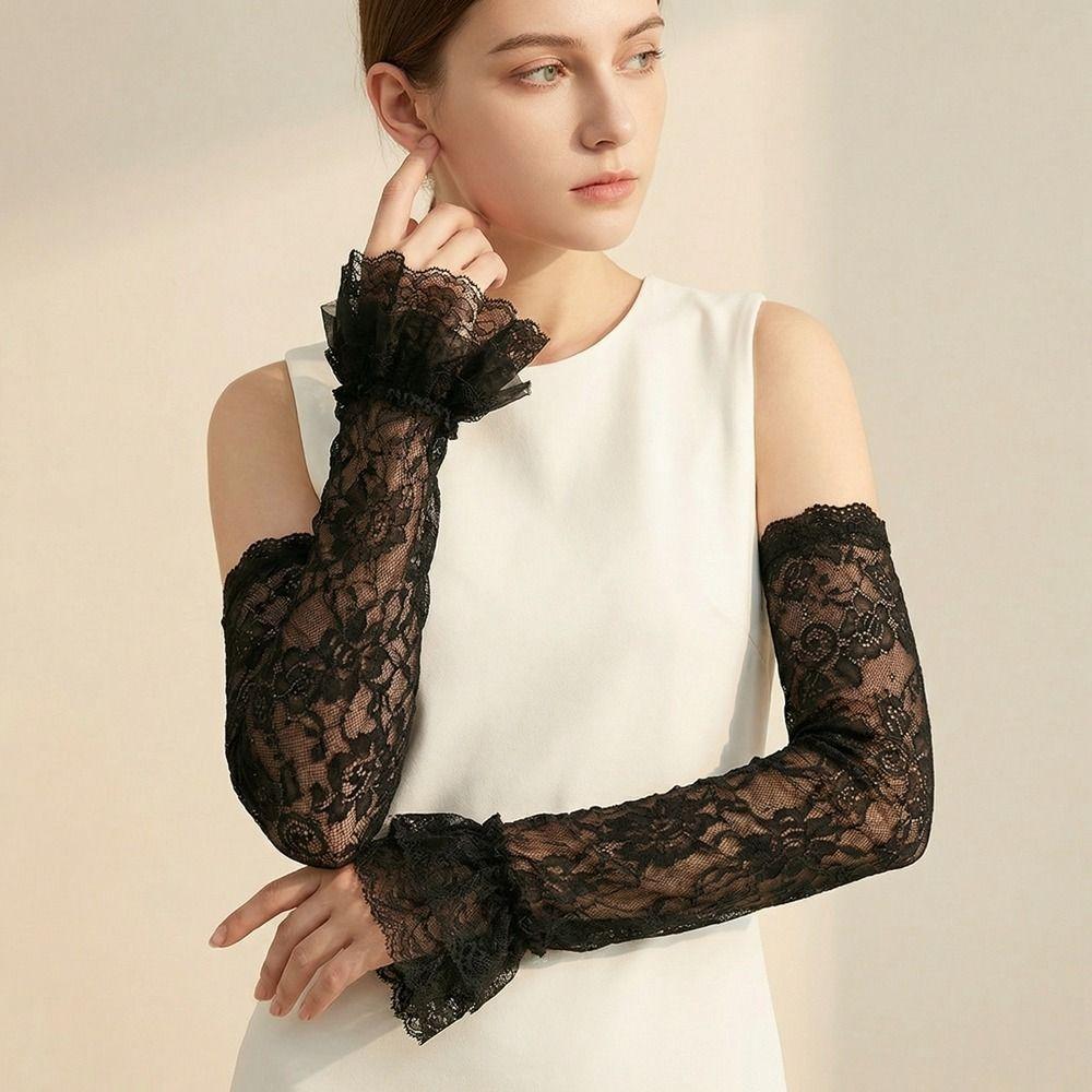 Thin Sun Protection Sleeve Hollow Sunscreen Arm Sleeve Simple Lace Ice Silk Sleeves Summer