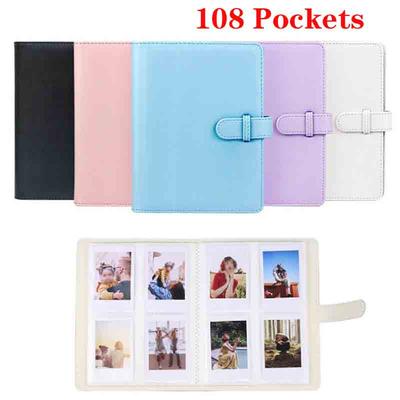 108 Pockets Photo Album for Mini 2 - 3 Inch Film Camera Storage, PU Leather Stamp Collection Book, Mini Photo Paper Organizer
