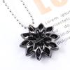 Michel Jone Zirkon Schwarze Dahlie Halsketten Vintage Blume Kristall Kupferlegierung Anhänger Halskette mit Perlen Schmuck Für Frauen Geschenk