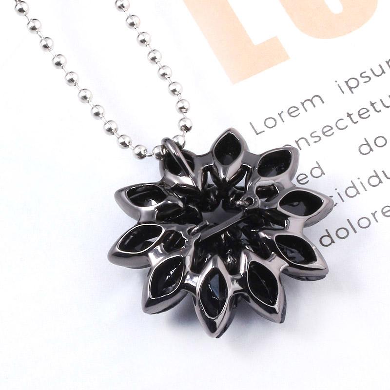 Michel Jone Zirkon Schwarze Dahlie Halsketten Vintage Blume Kristall Kupferlegierung Anhänger Halskette mit Perlen Schmuck Für Frauen Geschenk