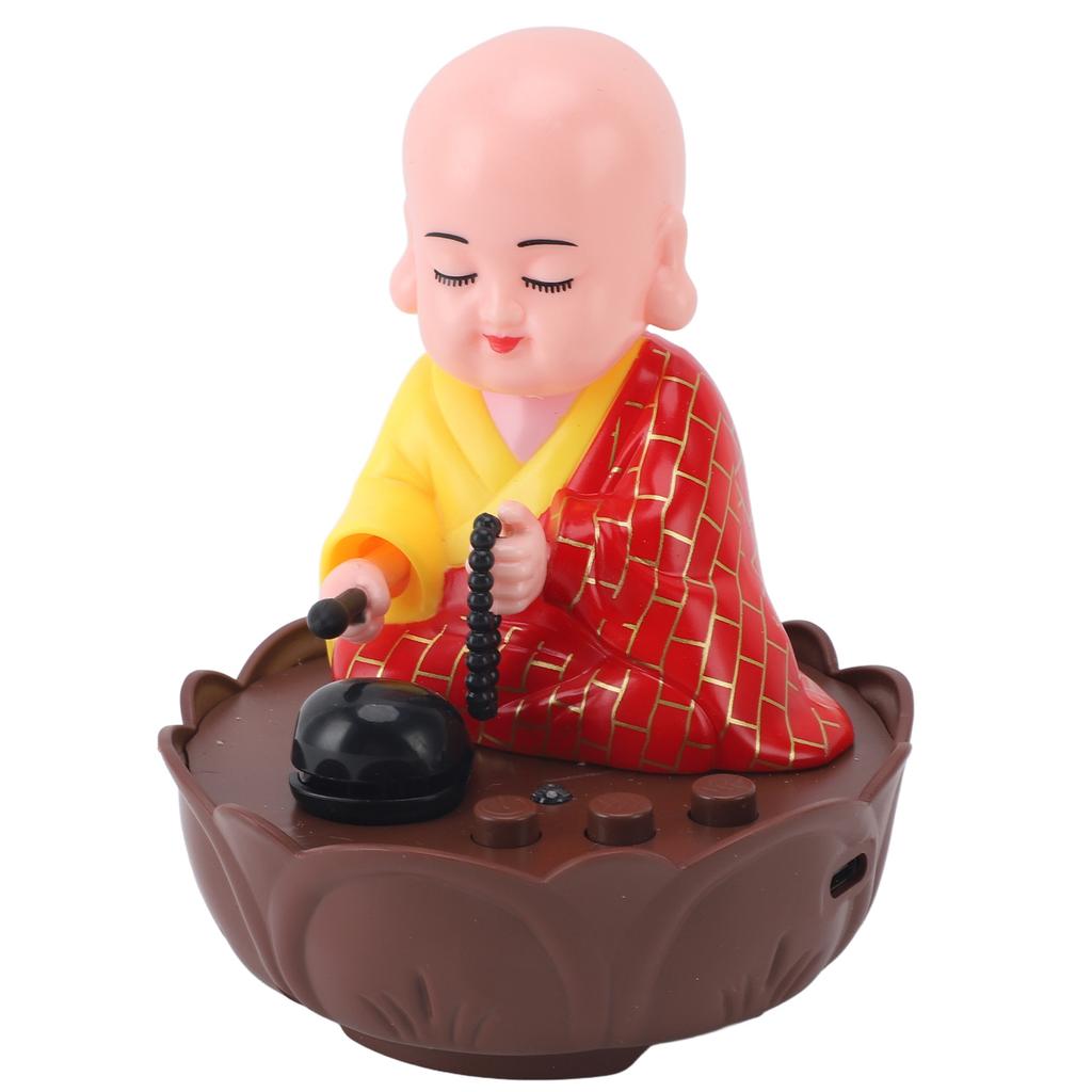 Musical Nodding Monk Figurine Decoration Moving Head Buddha Statue with USB Charging Cable