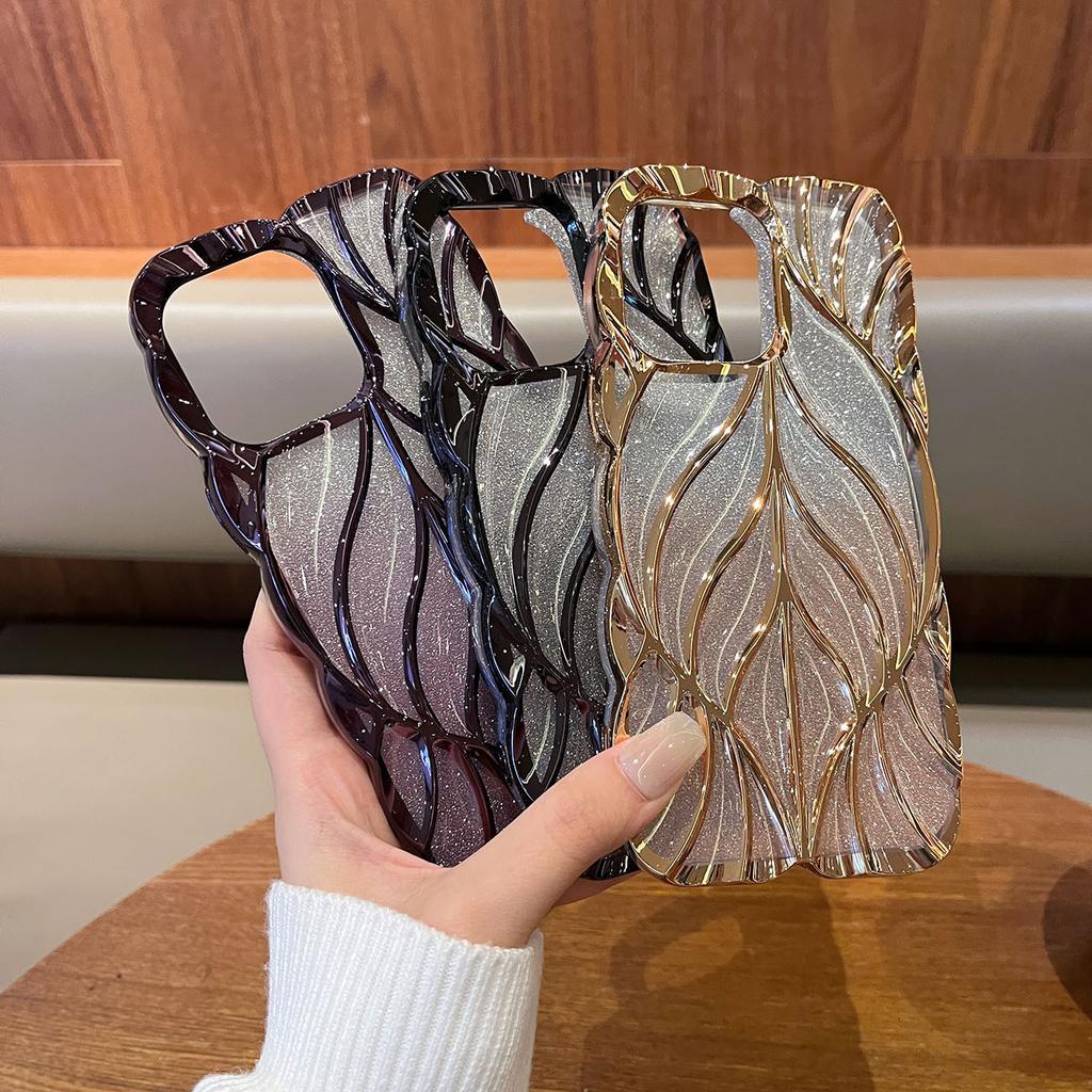 Applicable To IPhone16 Mobile Phone Case Gradient Plated Leaves Apple 15 Promax Protective Case Silicone 14