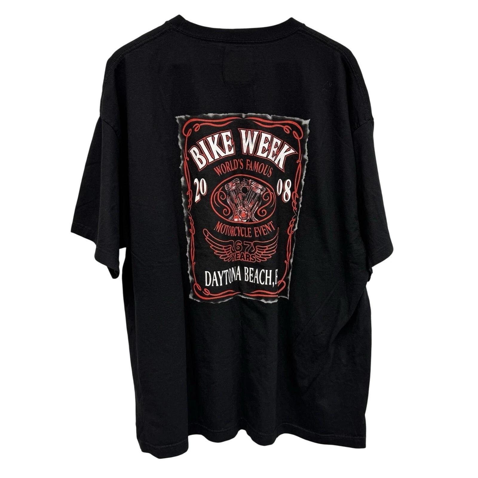 Bike Week Daytona Beach Florida Biker Graphic Tee Size 3XL Double Sided 4XL