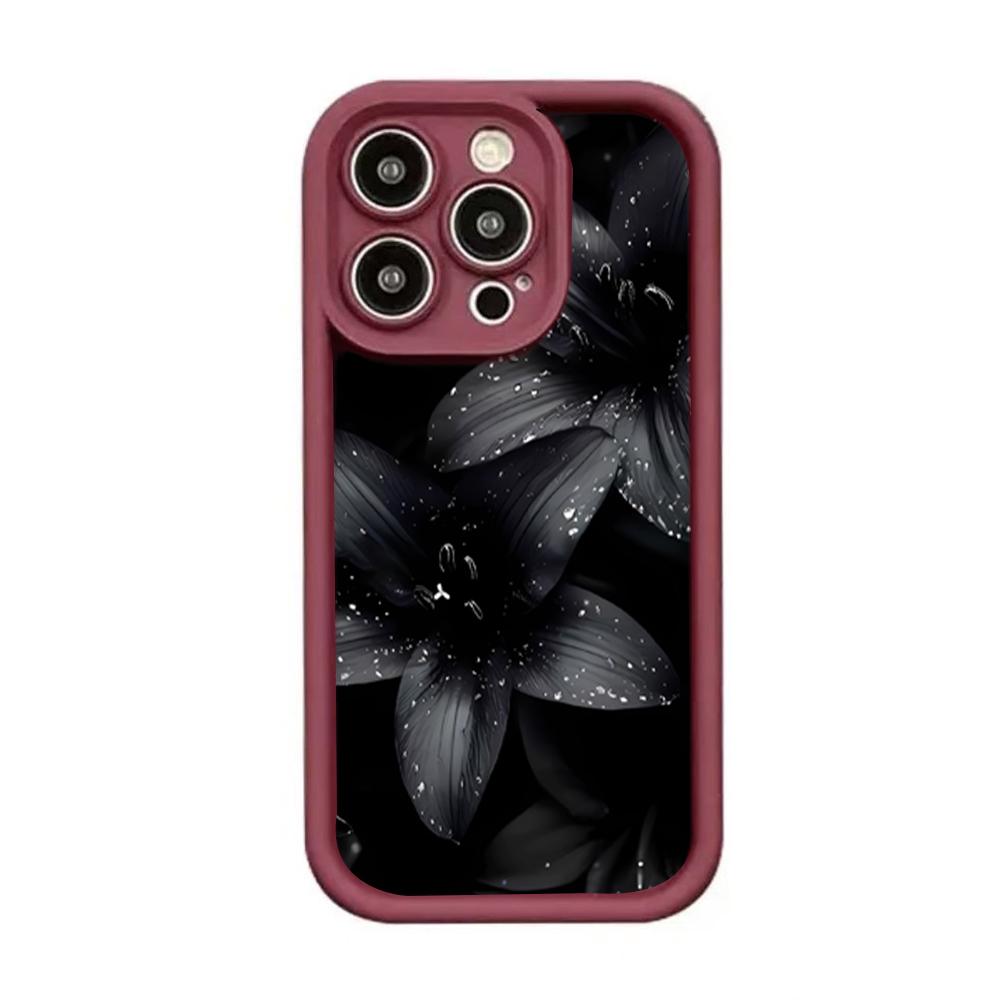 Retro Dark Floral Lily Pattern Phone Case for IPhone 17 Air 16 16E 15 14 13 12 Mini 11 Pro Max X XS XR 7 8 Plus Shockproof Cover