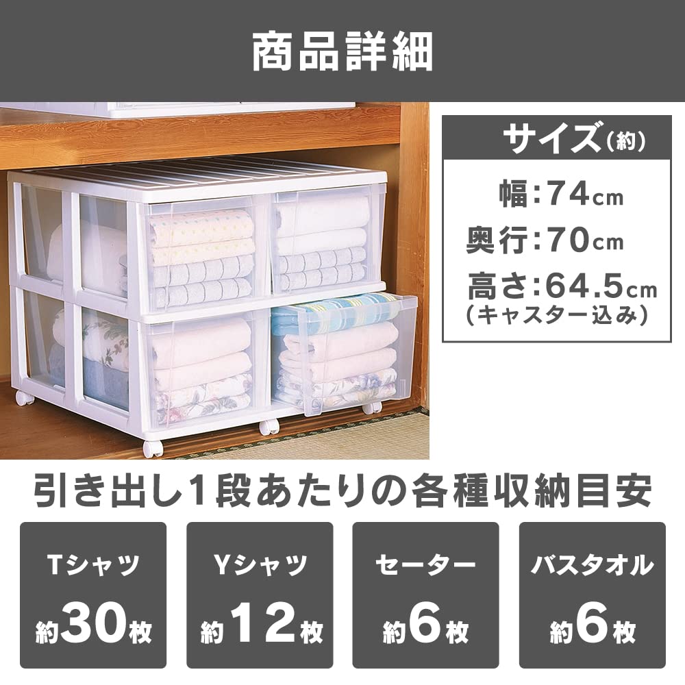 Dulap Iris Ohyama cu 2 niveluri, adâncime, lățime 74 x adâncime 70 x înălțime 64,5 cm, alb/transparent OCD-744