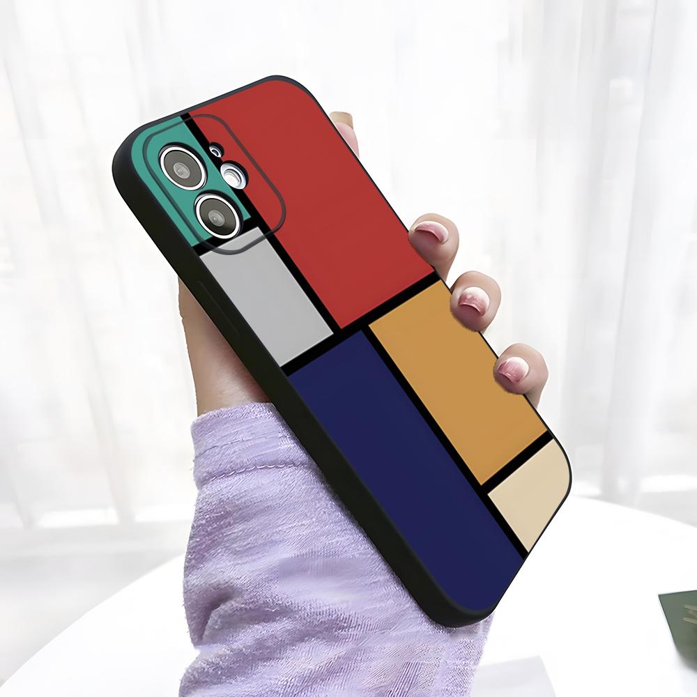 Pattern Abstract Piet Mondrian Phone Case For IPhone 17 Pro Max 15 Pro 16 14 Plus 12 13 Mini 11 Pro Shockproof Soft Cover