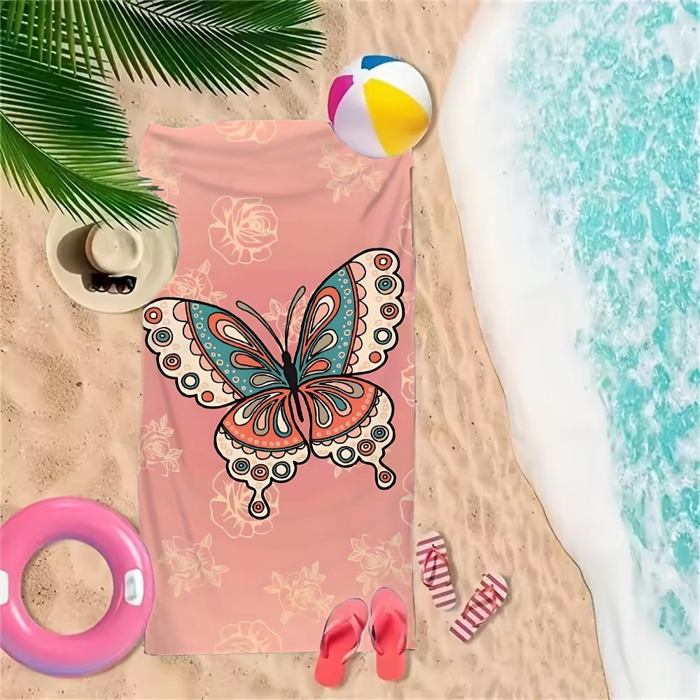 Boho Schmetterlingsdruck Strandtuch, Schnelltrocknendes Weiches Mikrofaserhandtuch für den Sommerurlaub