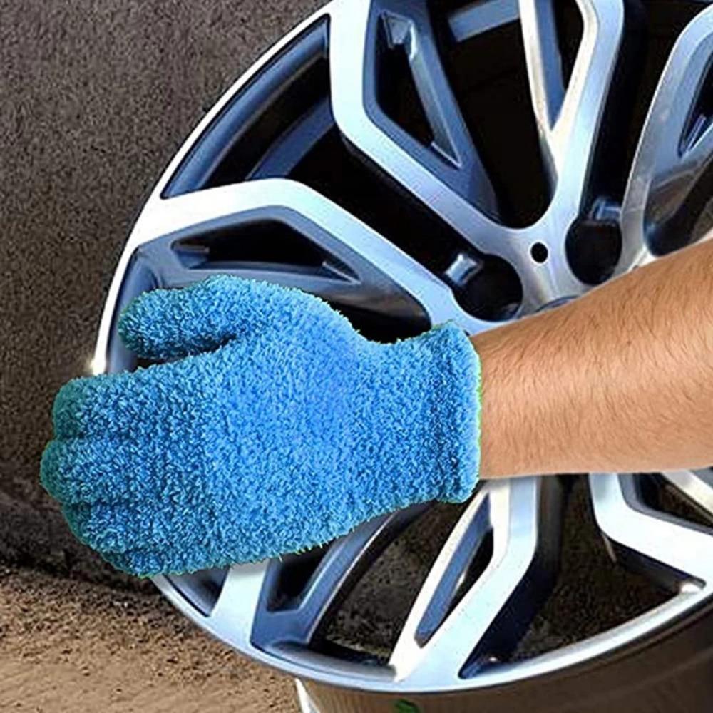 1 pair Reusable Car Care Absorbent Coral Fleece Dust Remover Removal Cleaner Cleaning Glove