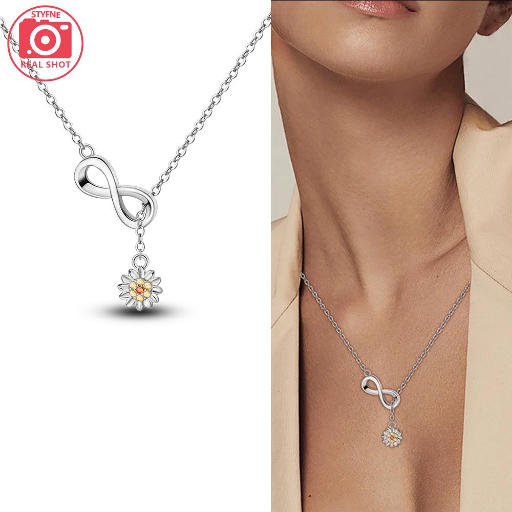 Authentic Purple Iris Flower Necklaces Sunflower Fourleaf Shamrock Pendant copper Necklaces Women Jewellery Fine Anniversary Gift