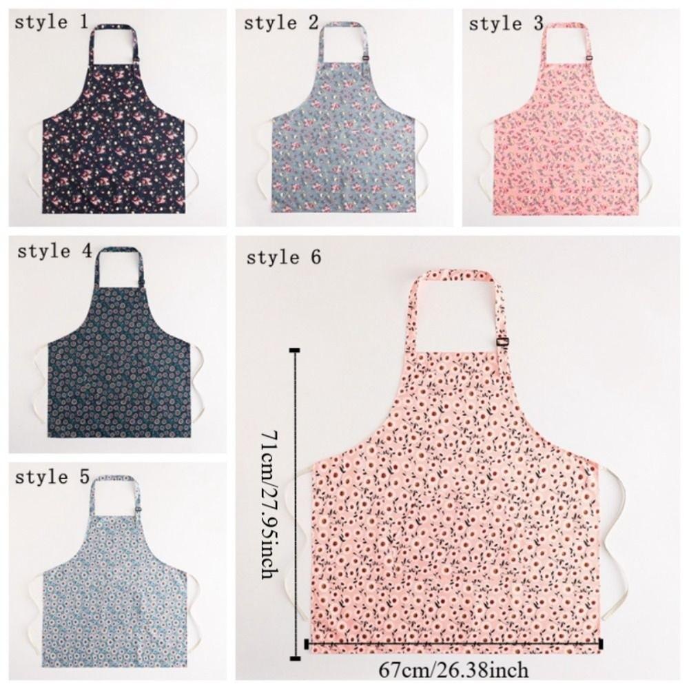 Stain Resistant Floral Printed Apron Adjustable Oil Resistant Waterproof Apron with Pockets Elegant Cooking Apron Kitchen